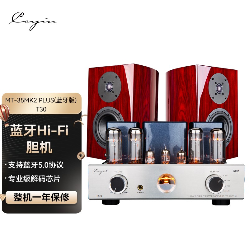 凯音（Cayin） MT-35MK2凯音斯巴克功放蓝牙合并式胆机HiFi发烧级电子管功放支持LDAC MT-35MK2 PLUS(蓝牙版)+T30音箱