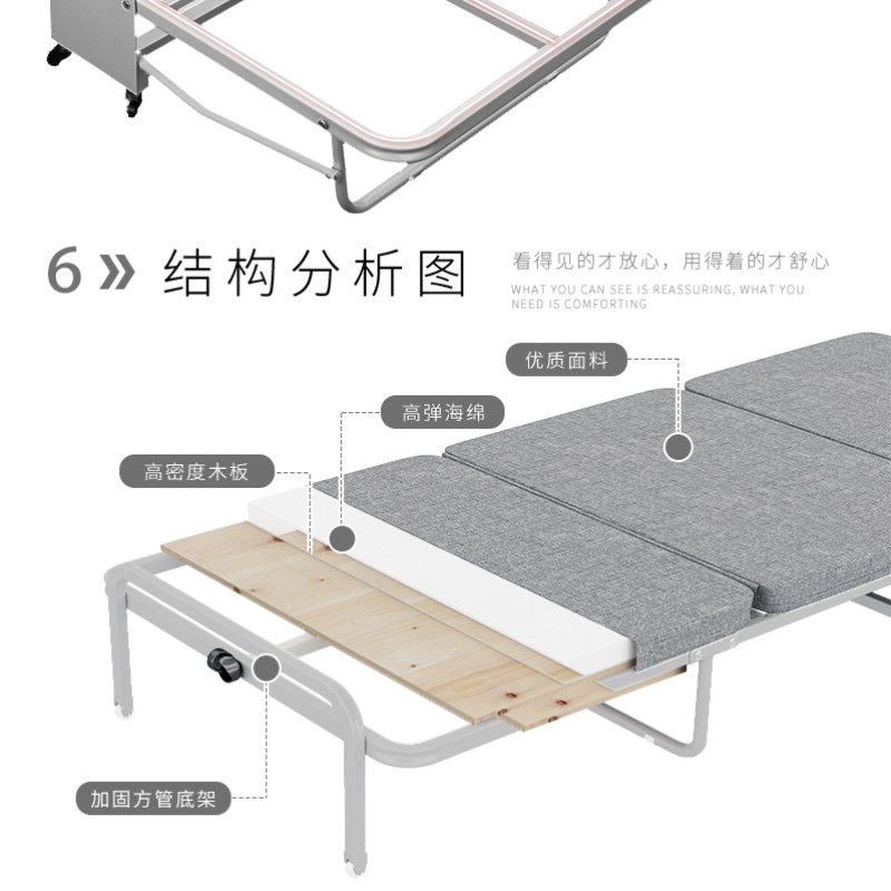 汉稻行墨绩宜佳乳胶软垫办公室折叠床午休单人床三折午睡神器简易医院