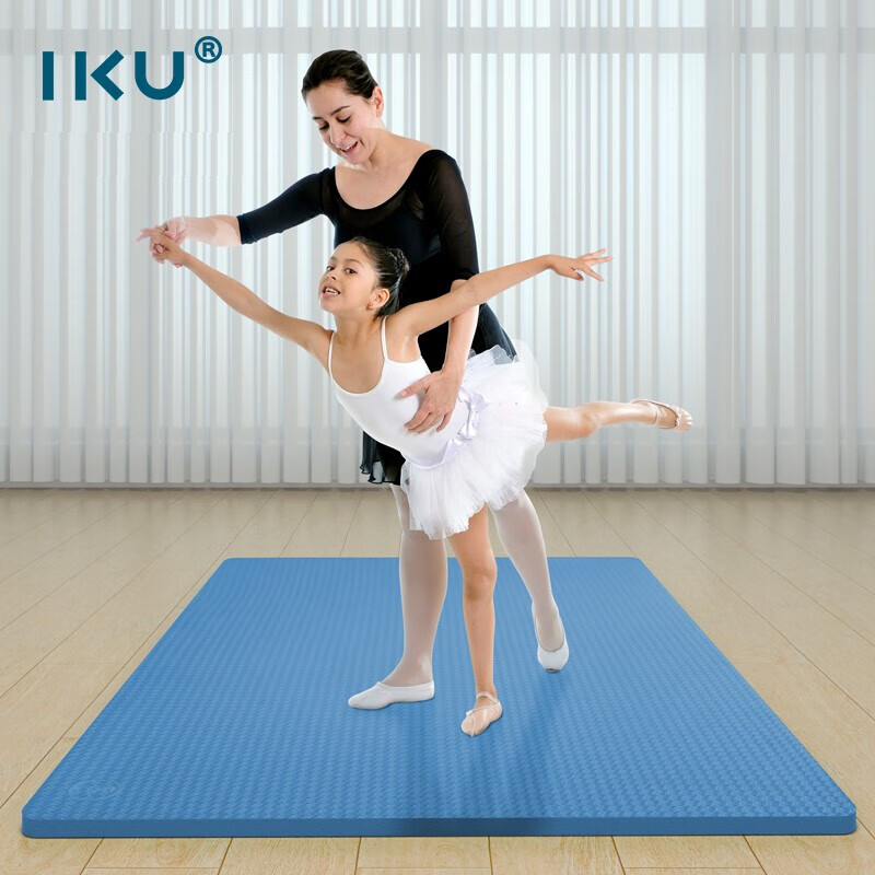 IKU双人瑜伽垫加厚15mm舞蹈训练儿童爬行多功能家庭运动健身垫子192cm*125cm*15mm蓝色