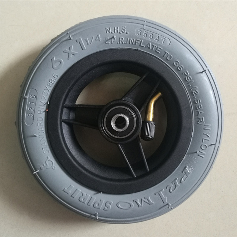 轮椅配件 思达梦途轮椅 6寸充气前小轮 小轱辘 总成 浅灰色