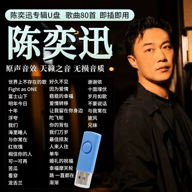 山头林村陈奕迅专辑U盘歌曲流行粤语歌曲经典音乐无损高音质车载音乐优盘 80首--512M优盘