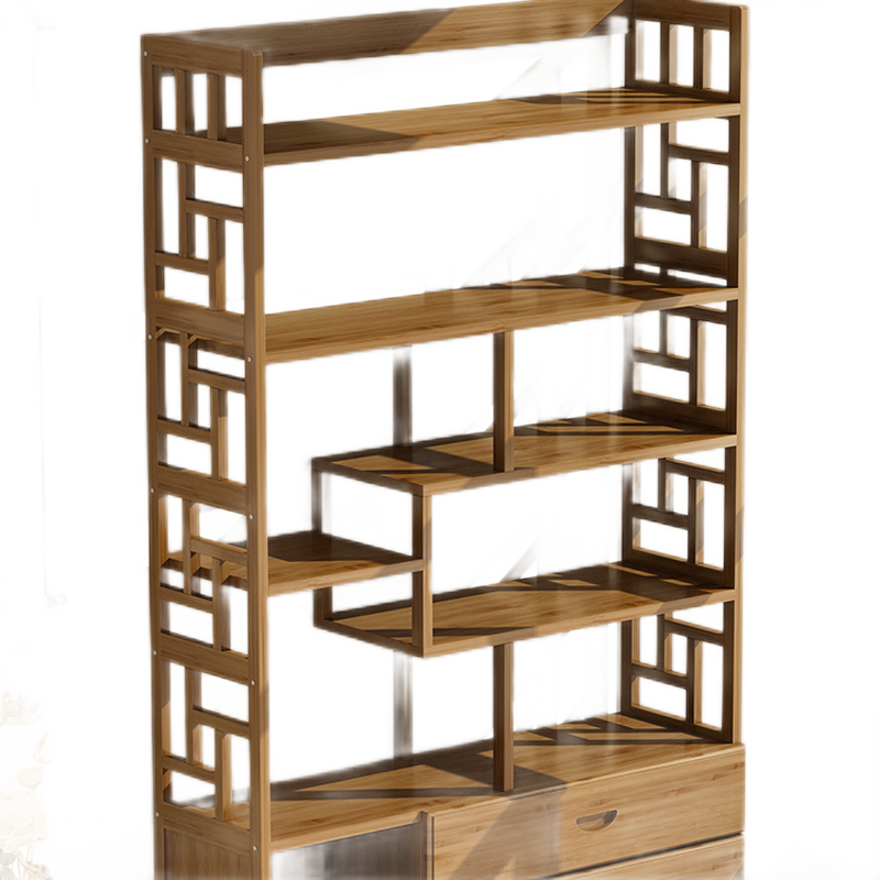 博古架楠竹中式仿古古董摆件架子博物架多宝阁茶室古董架子现代简约茶叶柜隔断展示柜置物架 【双抽款】六层(长80宽29高170)见图2