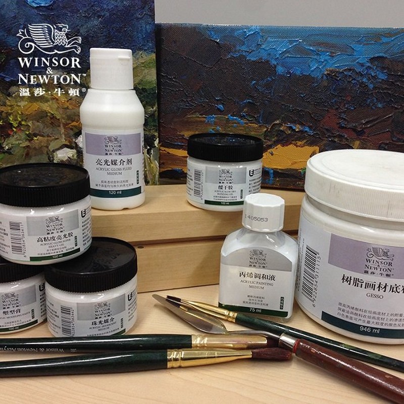 温莎牛顿丙烯调和液媒介剂珠光缓干塑形膏调料 丙烯颜料媒介底料 珠光