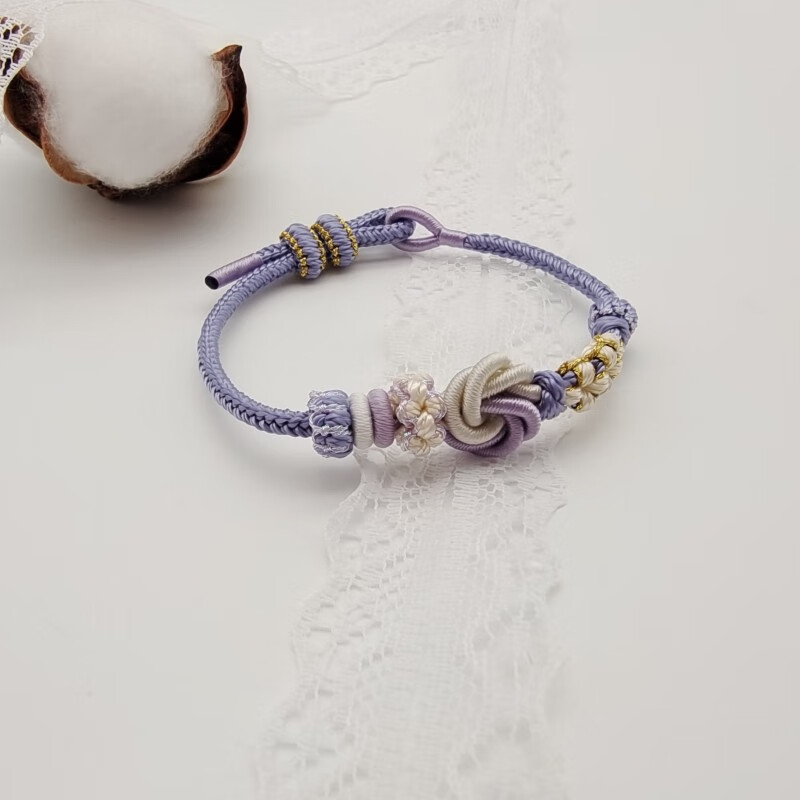 柠熠曼陀罗结桃花手链手绳半成品可穿转运珠吊坠本命年红绳纯手工编绳