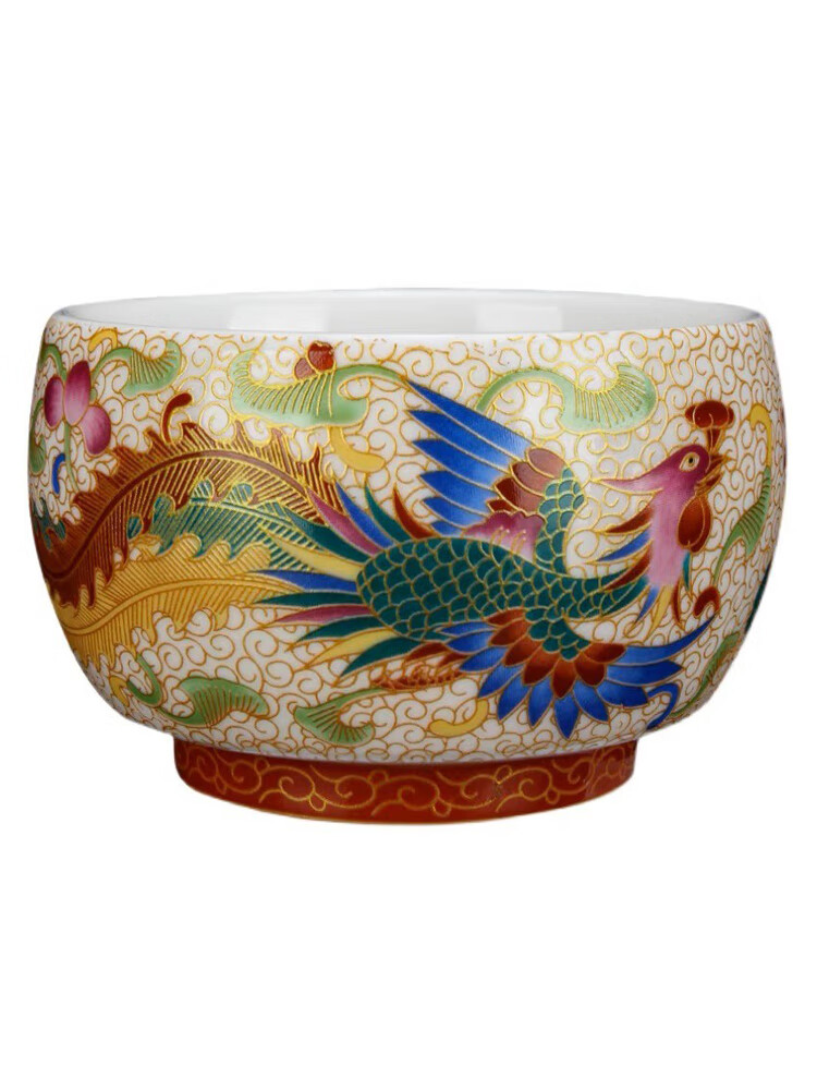 拓进德国进口品质掐丝珐琅彩龙凤主人杯单杯陶瓷功夫茶具茶杯对杯大号