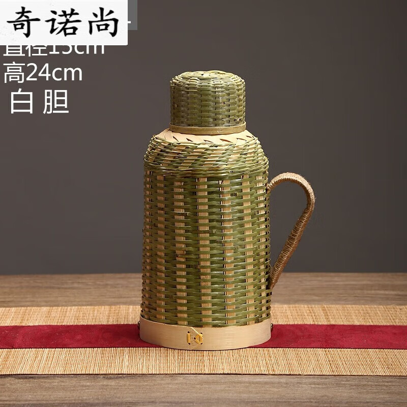 囤柒传统保温壶竹编家用复古热水瓶玻璃内胆大容量木塞暖瓶怀旧开水瓶