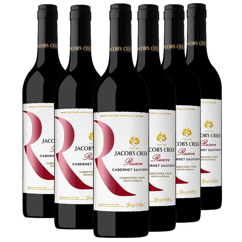 杰卡斯jacobscreek珍藏石灰岩海岸干红葡萄酒750ml6整箱装澳大利亚