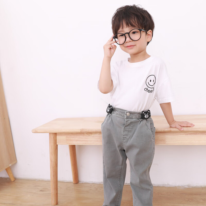 缇彩娜儿童腰带女童大童小学生裤带中小童男童皮带松紧弹力裤子收紧神器 大轮车印花黑色四合扣款