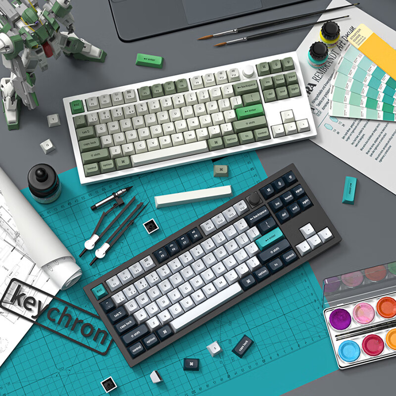 keychron渴创 Q3Max 机械键盘 无线键盘 三模键盘 QMK/VIA开源改键 客制化铝坨坨键盘 gasket结构 复古 Q3Max RGB热插拔香蕉轴侧刻键帽版