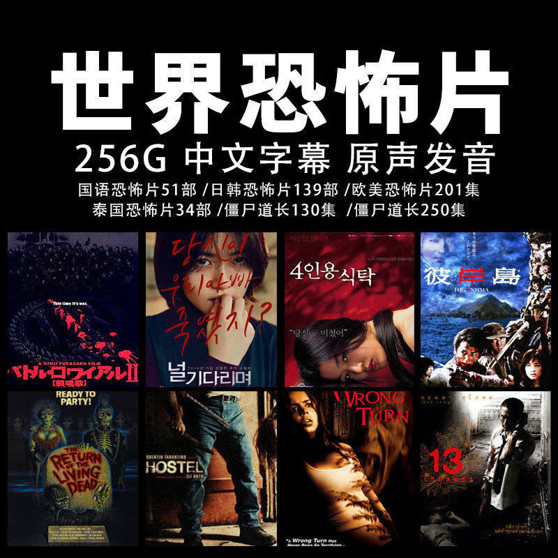 恐怖电影u盘惊悚合集日美版温子仁安娜贝尔鬼修女惊悚u盘 256gb 世界