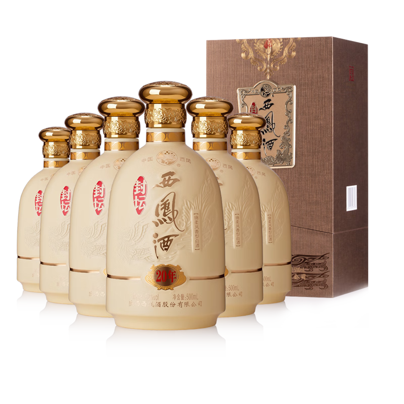 西凤酒封坛【正品保障】10年/20年 52度凤香型高端礼赠商务用白酒 52度 500mL 6瓶 封坛20年【整箱装】