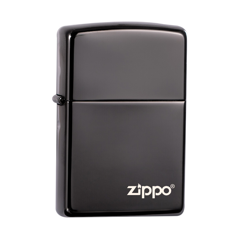 zippo打火机 经典黑冰镜面防风 zppo煤油男士原装 商标