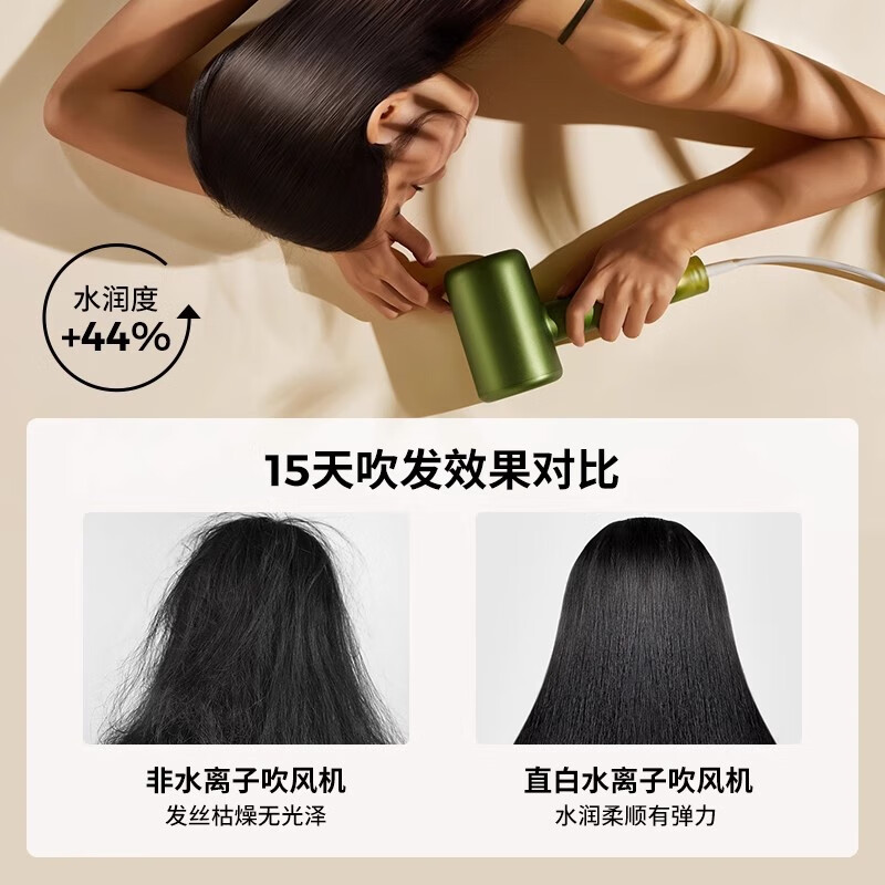 直白【国家补贴】水离子电吹风机家用大风力速干吹风筒大功率冷热循环风定制礼盒七夕情人节礼物 HL6绿