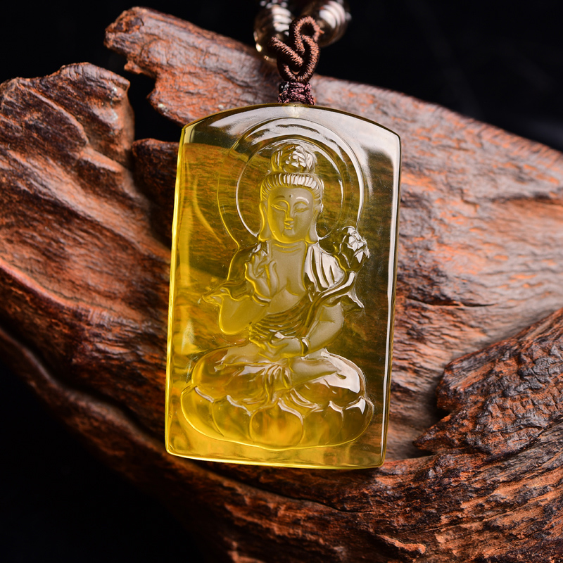 慈灵阁 孤品黄水晶大势至菩萨吊坠生肖属马本命佛项链生肖守护神礼物