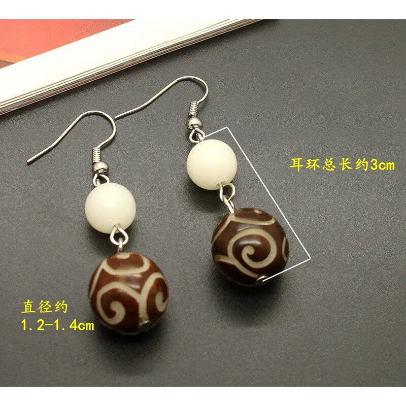 览日鸟新品  原创时尚复古简约甜美白菩提祥云民族风耳环饰品配饰一件