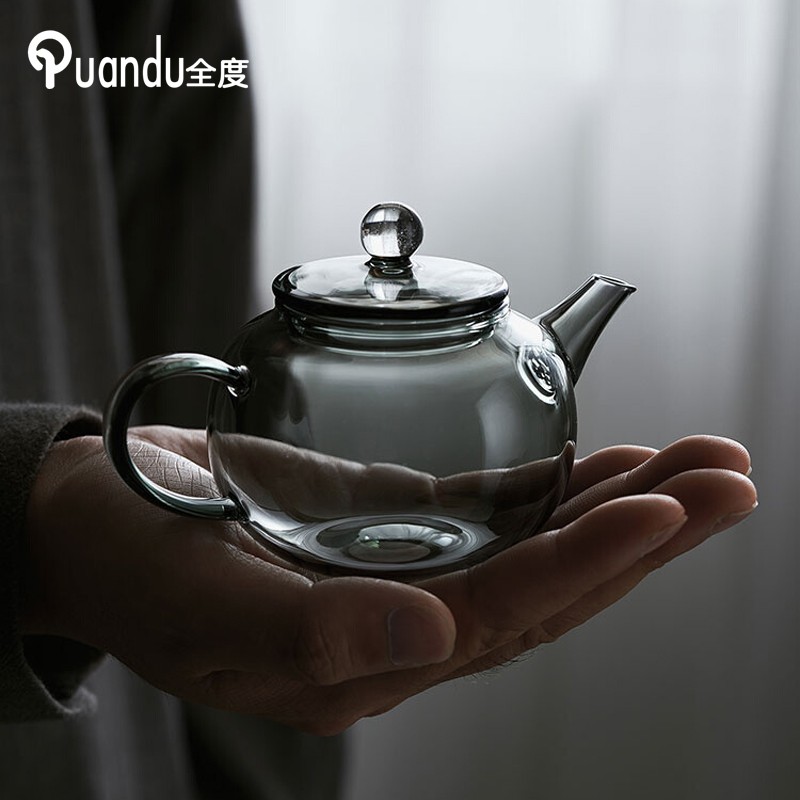 全度（Quandu）小茶壶玻璃茶壶耐高温煮红茶器泡绿茶冲花茶过滤一人用功夫小茶具 透明星空小茶壶 150ml