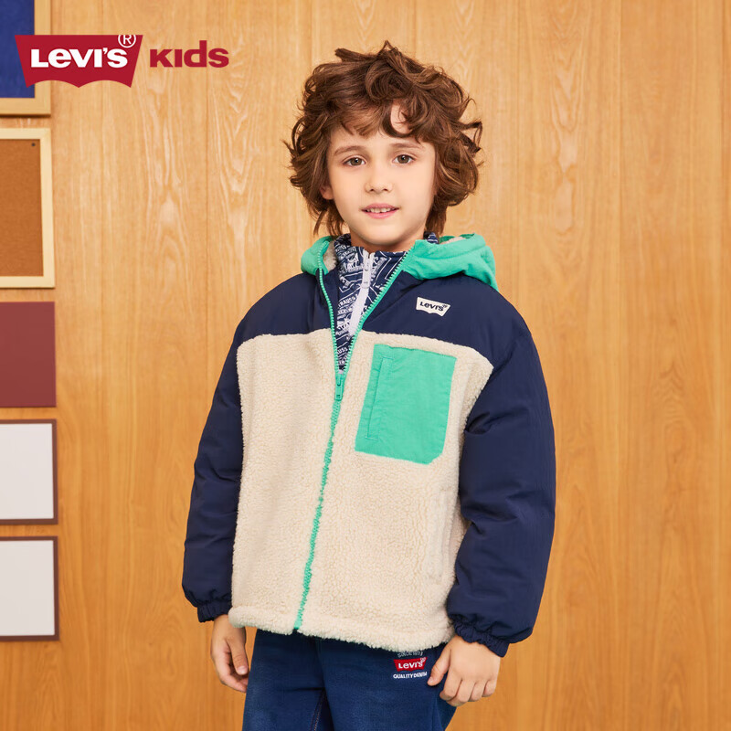 Levi's李维斯童装男童外套秋冬新款儿童夹克仿羊羔绒保暖潮 豆腐白 140/68(S)怎么看?