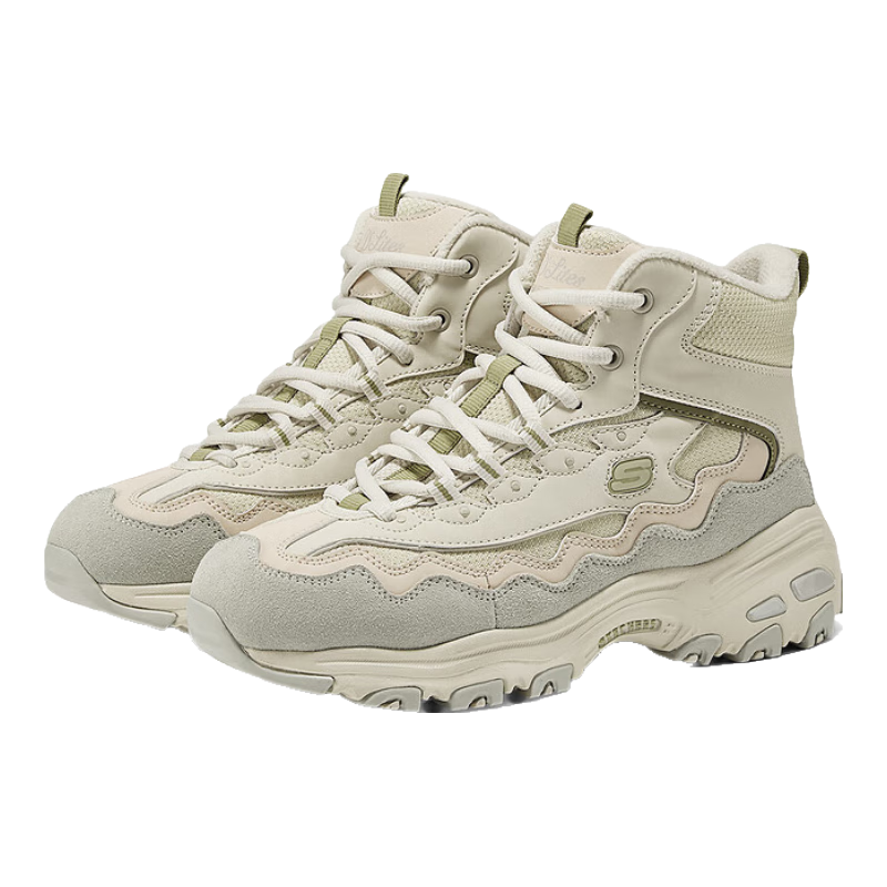 斯凯奇（Skechers）新年礼物贝壳熊女鞋百搭高帮女靴厚底增高老爹鞋户外运动鞋168026