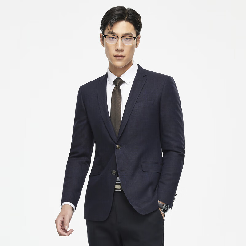 雅戈尔【高性价比】西服男商务正装套西外套天然毛轻薄舒适休闲通勤结 深蓝 170A 170/92A