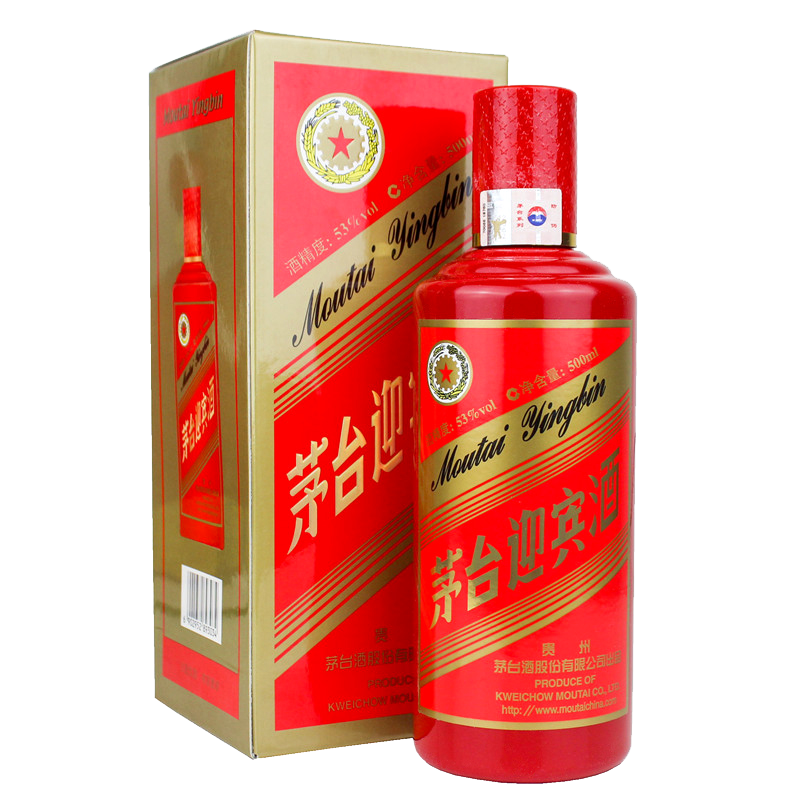 茅台系列酒 茅台迎宾酒 中国红 飞天茅台 酱香型白酒 53度 500ml 53度