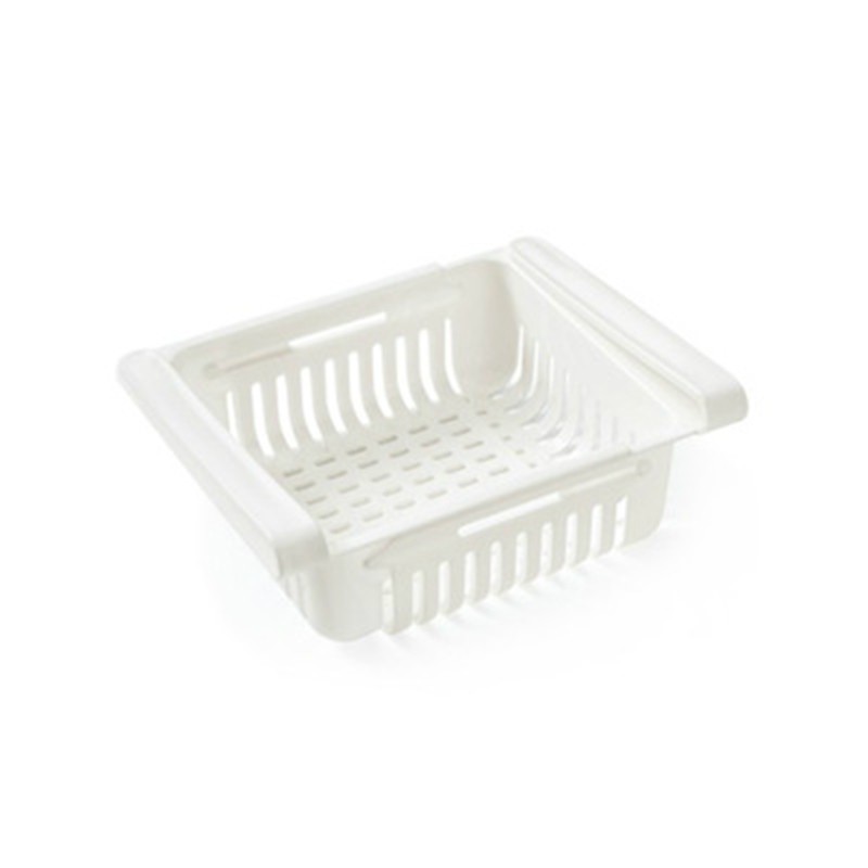 家用收纳置物架隔板整理收纳架可伸缩冰箱抽拉式收纳盒分类4个装 白色4个装
