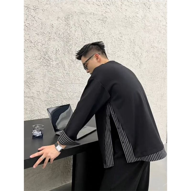 野颂微胖全套穿搭男生秋季套装适合小胖子300斤大码男装秋新款侧边宽