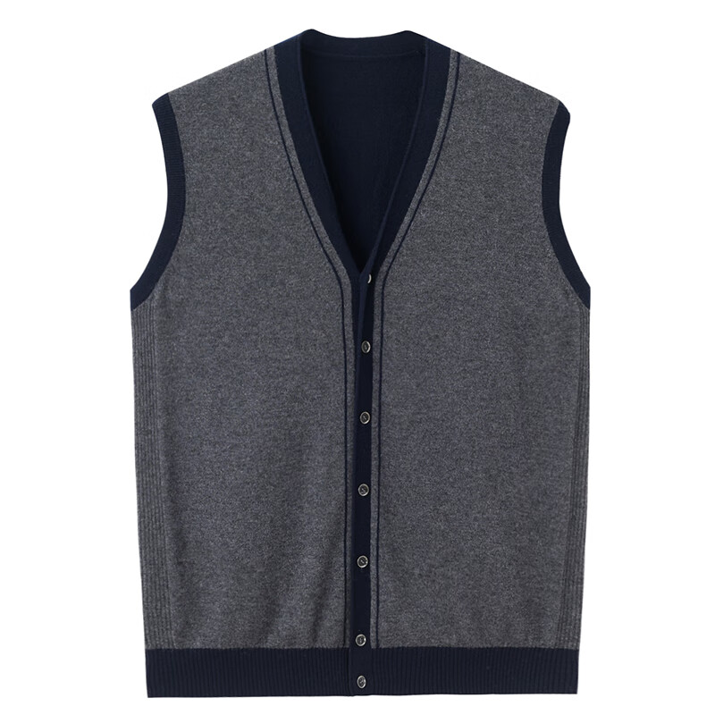 爵针织马甲羊绒衫男羊绒马甲背心坎肩毛衣马甲中老年男装k101 炭灰色