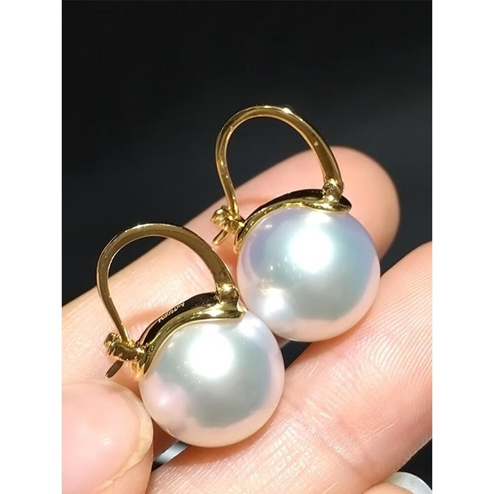 樱优冷光南洋澳白珍珠耳环金强光天然海水珍珠耳钉优雅气质款耳饰