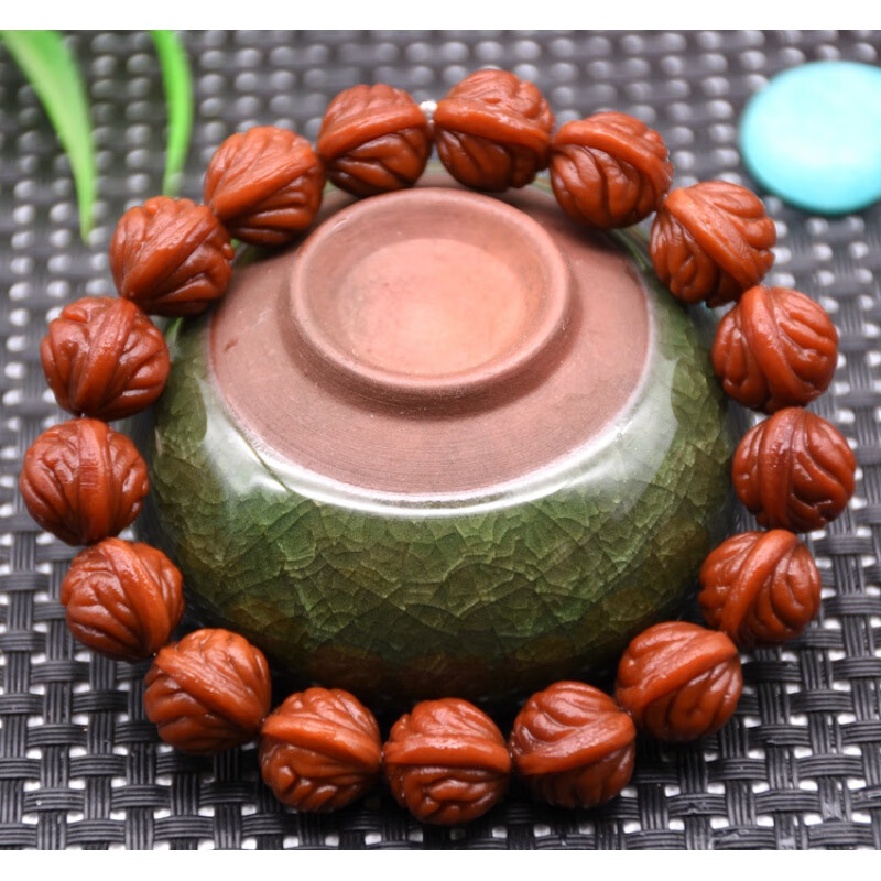 歌盼 12mm小金豆龙纹桃核手串 男女款桃木手链佛珠念珠桃胡 11mm素珠