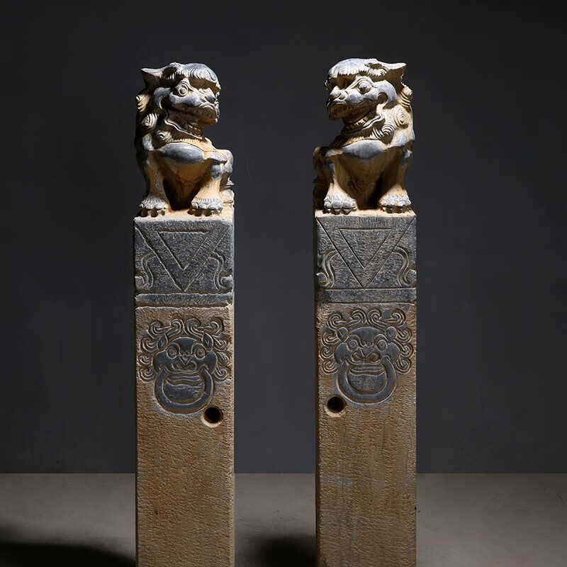 瀛乐石雕拴马桩石狮子古拴马石柱青石拴马柱栓马桩庭院装饰摆件定制