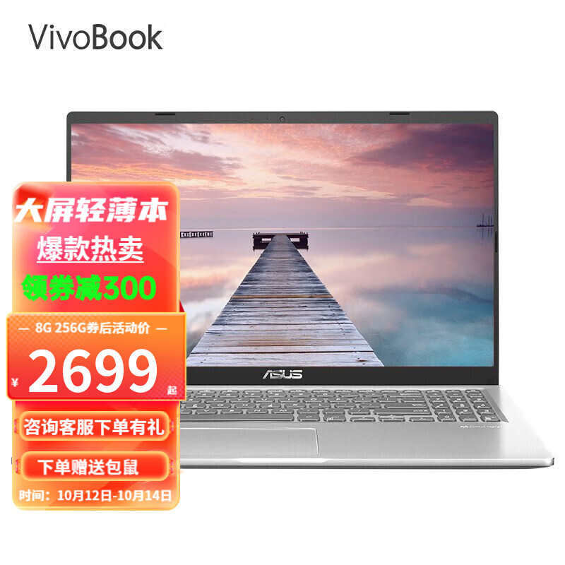 华硕VivoBook15 15.6英寸轻薄笔记本电脑 商务办公学习 银 i3-1005G1 高清护眼屏 20G 512G