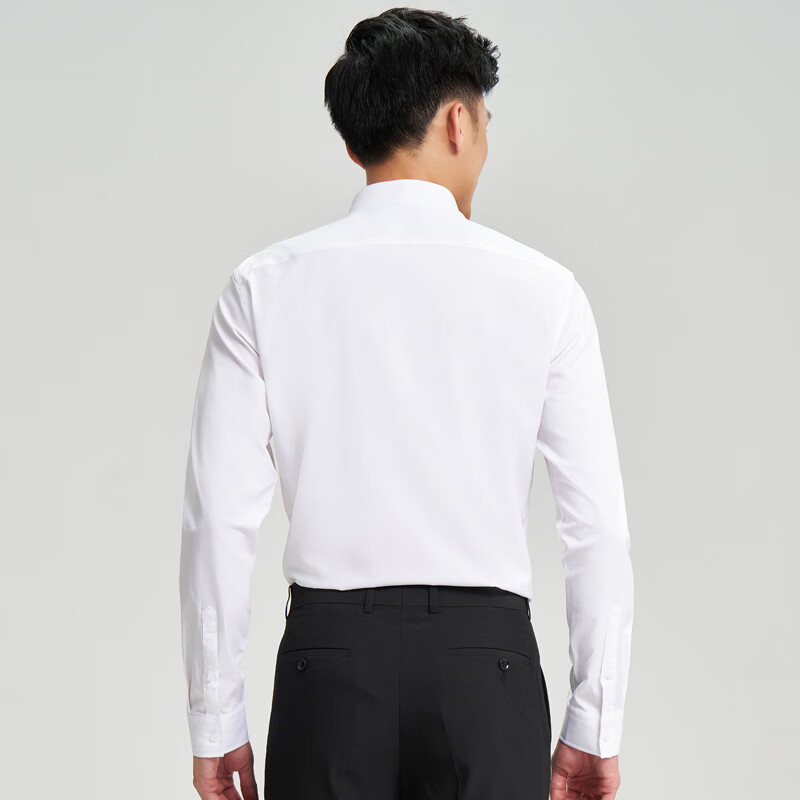 才子（TRIES）莫代尔长袖衬衫春秋款男士正衬休闲轻商务衬衣纯色职业装透气 白色 2XL 41(175/96A)