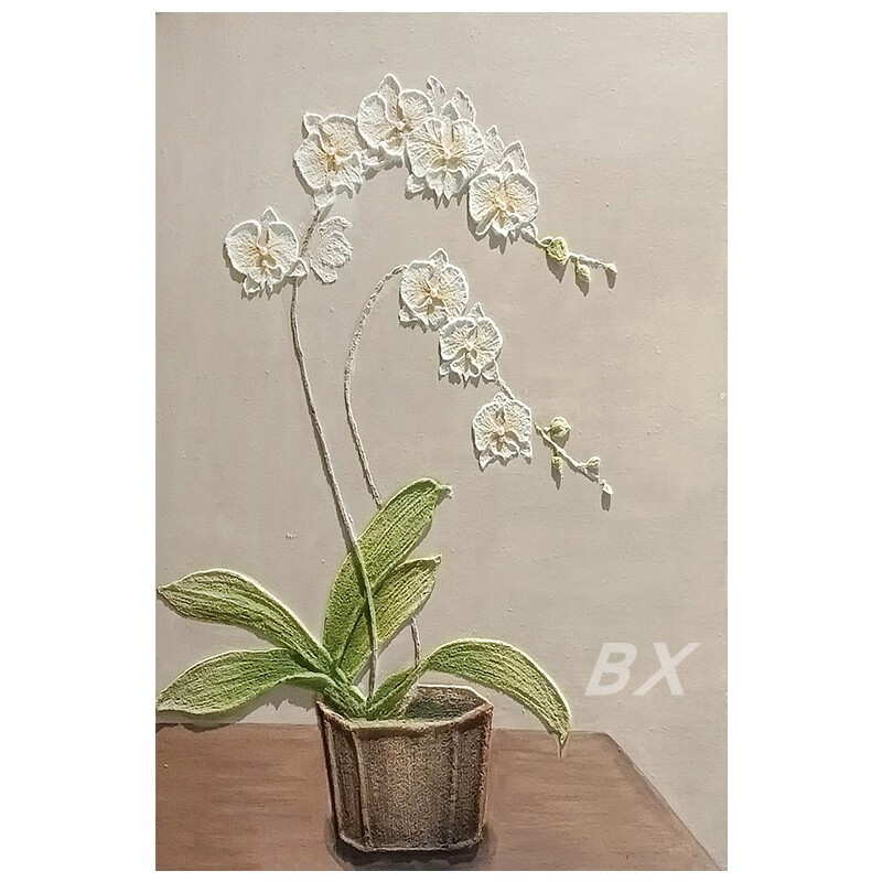 奶油风立体花卉手绘油画客厅餐厅白玉兰花卉装饰画高级感玄关挂画