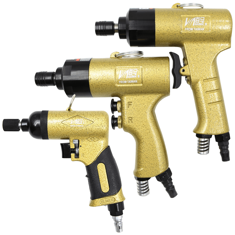 百馬（BAIMA）臺(tái)灣百馬工業(yè)雙錘手槍式風(fēng)批氣動(dòng)螺絲刀起子改錐氣批5H/6H/8H/10H 金色6HE（按鈕）調(diào)速風(fēng)批標(biāo)配