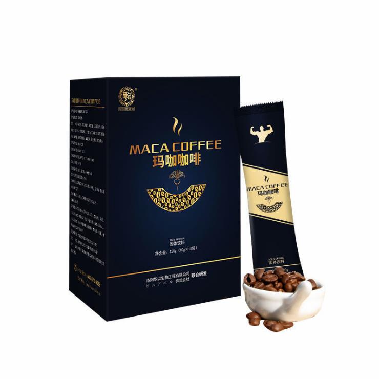 华以健康园玛咖黑咖啡虫草男性咖啡男士速溶秘鲁黑玛卡10g*15袋/盒