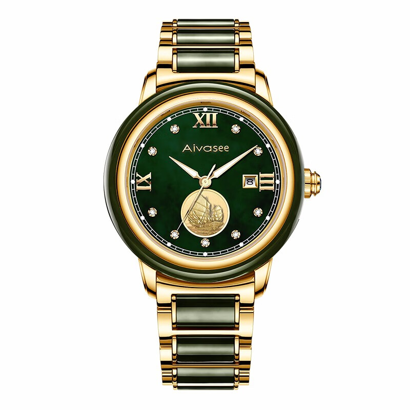 艾华仕手表男和田玉夜光防水超薄商务时尚进口石英机芯情侣表男女腕表