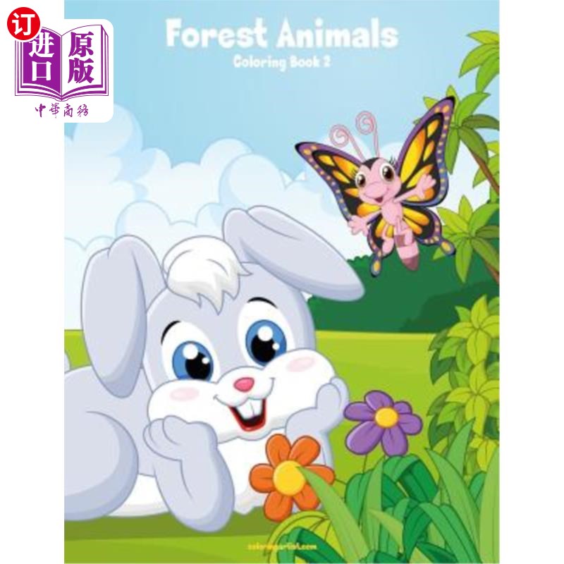 海外直订forest animals coloring book 2 森林动物着色书2
