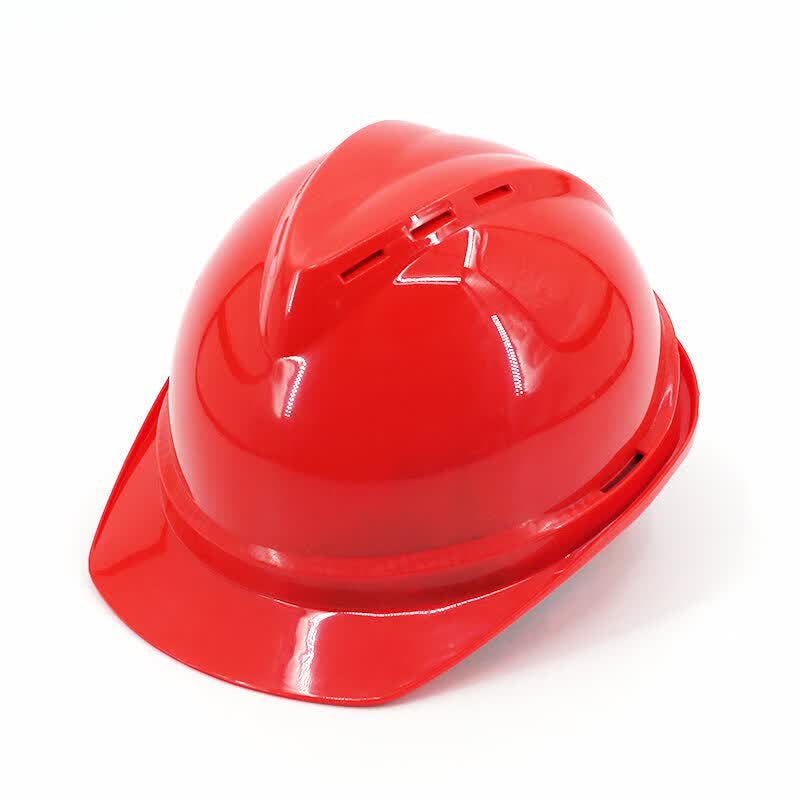 加厚v型防尘abs安全头盔工地施工防砸透气安全帽 502abs按压红色
