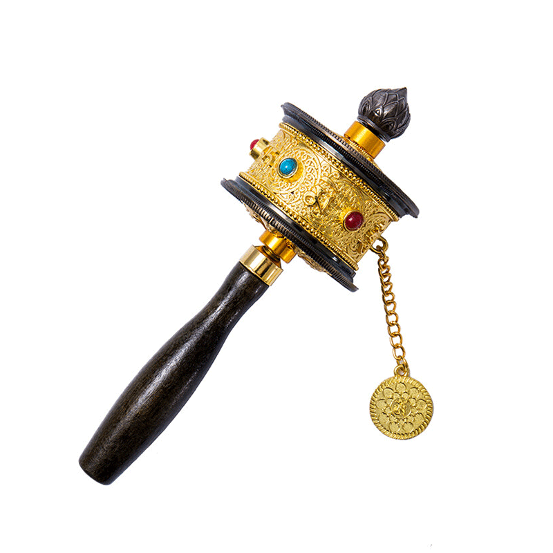 藏式转经桶 小号转经轮手摇转经筒家用六字真言双轴承款