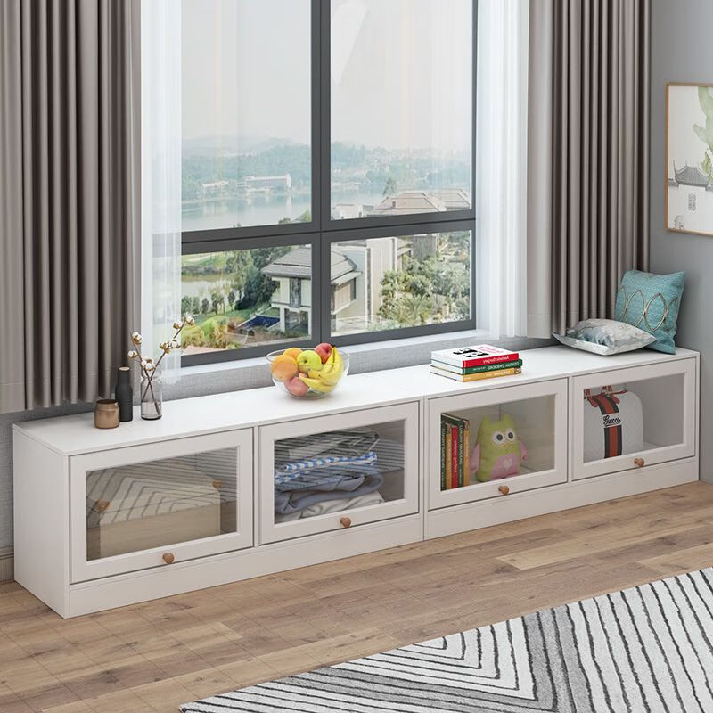 澳颜莱飘窗柜储物柜可坐 卧室飘窗柜长条矮柜地柜落地窗台柜收纳柜子