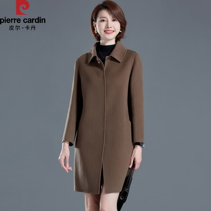 皮尔卡丹(pierre cardin)羊绒大衣女中长款气质双面呢中年女装秋冬