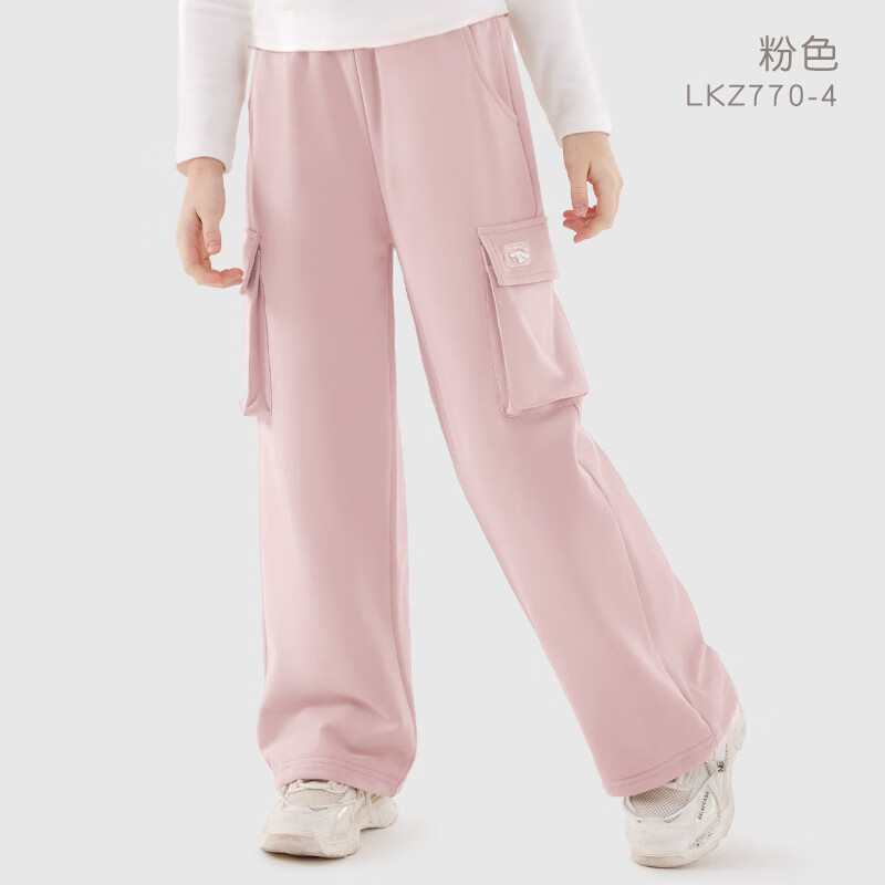 Hello Kitty女童裤子秋冬2025新款儿童运动裤大童工装裤休闲加绒卫裤洋气童装 粉色LKZ770 120