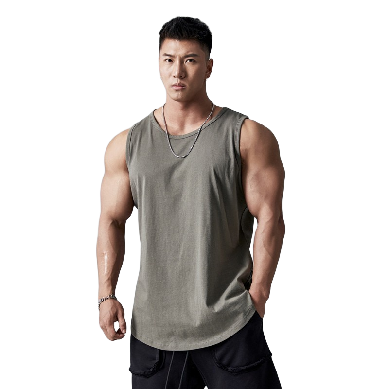 MUSCLEDOGmuscledog肌肉狗 運(yùn)動(dòng)背心男夏季純色百搭無袖跑步訓(xùn)練服健身衣服 灰綠色 XXL