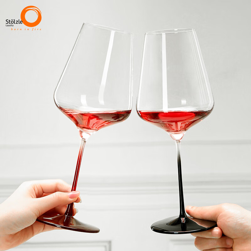 索雅特Stolzle红领结德国进口水晶勃艮第红酒杯套装家用轻奢高级感脚杯 勃艮第红酒杯冷艳红 710ml