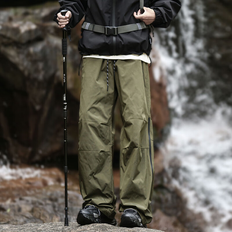 IZEXX户外登山直筒拉链裤男春夏冲锋休闲裤工装机能长裤子IZ09军绿
