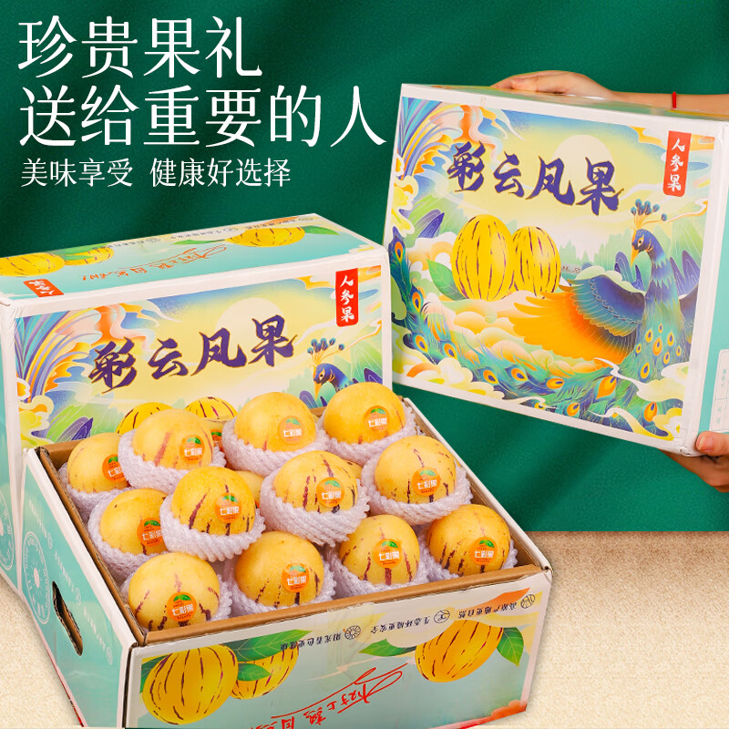 译蒙之味云南人参果礼盒装送礼佳品新鲜人参果黄果树上熟圆果特产 净重5斤果王【单果110g+】礼盒 精美礼盒