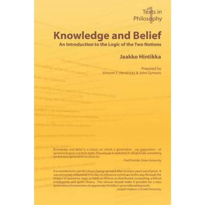 预订 Knowledge and Belief - An Introduction to the Logic of the Two Notions