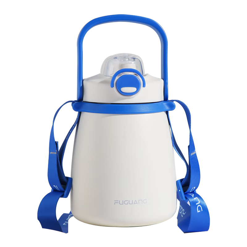 富光 大肚保温杯大容量女高颜值儿童学生吸管水杯子网红大肚杯1000ml 风信蓝1000ml【316L不锈钢】