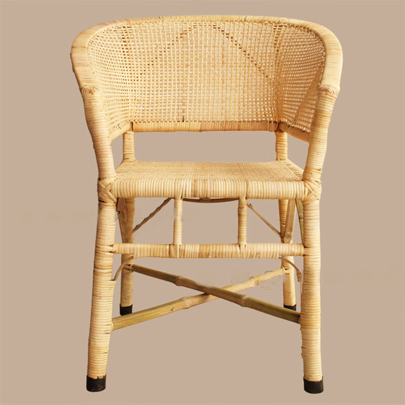 双劲老式藤椅天然竹椅子围椅手工藤椅靠背椅凉椅休闲椅老年人圈椅