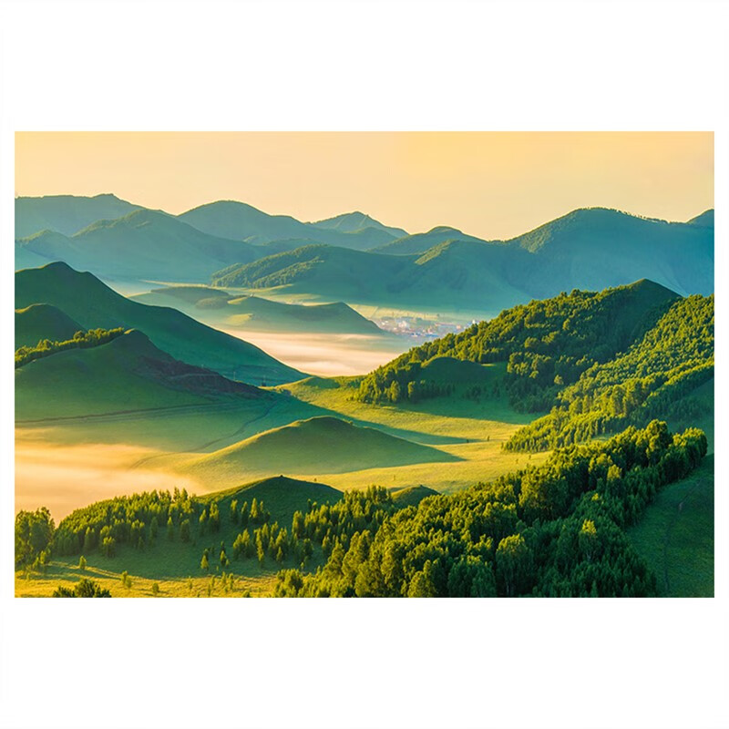 默然诺尔绿树大树靠山图卧室墙贴画自粘壁画简约现代群山山脉山峰地貌